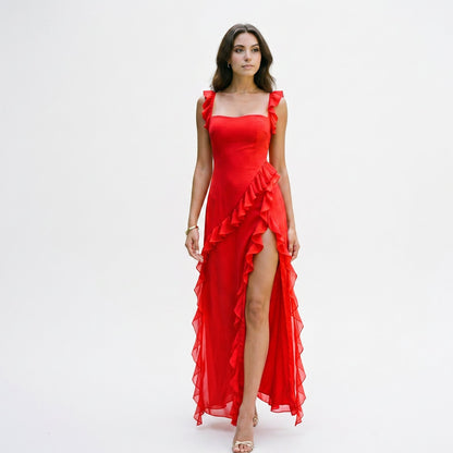 Mia | Elegant Ruffled Black Maxi Dress for Women DONE 06-10-2026