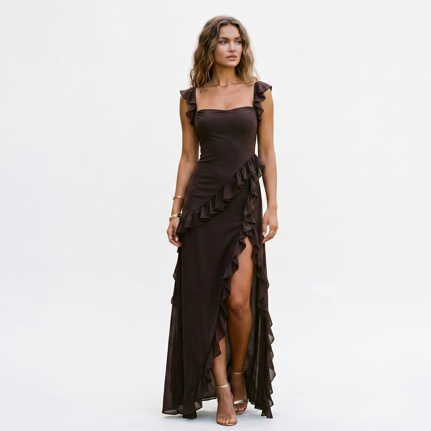 Mia | Elegant Ruffled Black Maxi Dress for Women DONE 06-10-2026