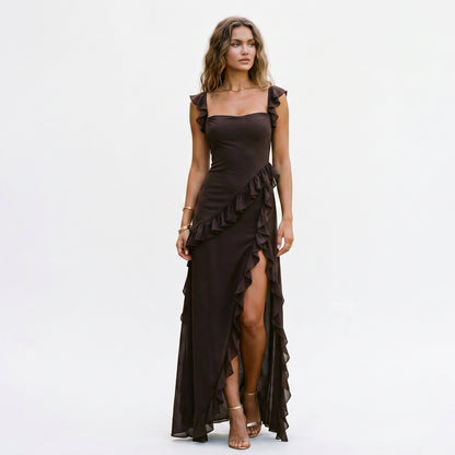 Mia | Elegant Ruffled Black Maxi Dress for Women DONE 06-10-2026