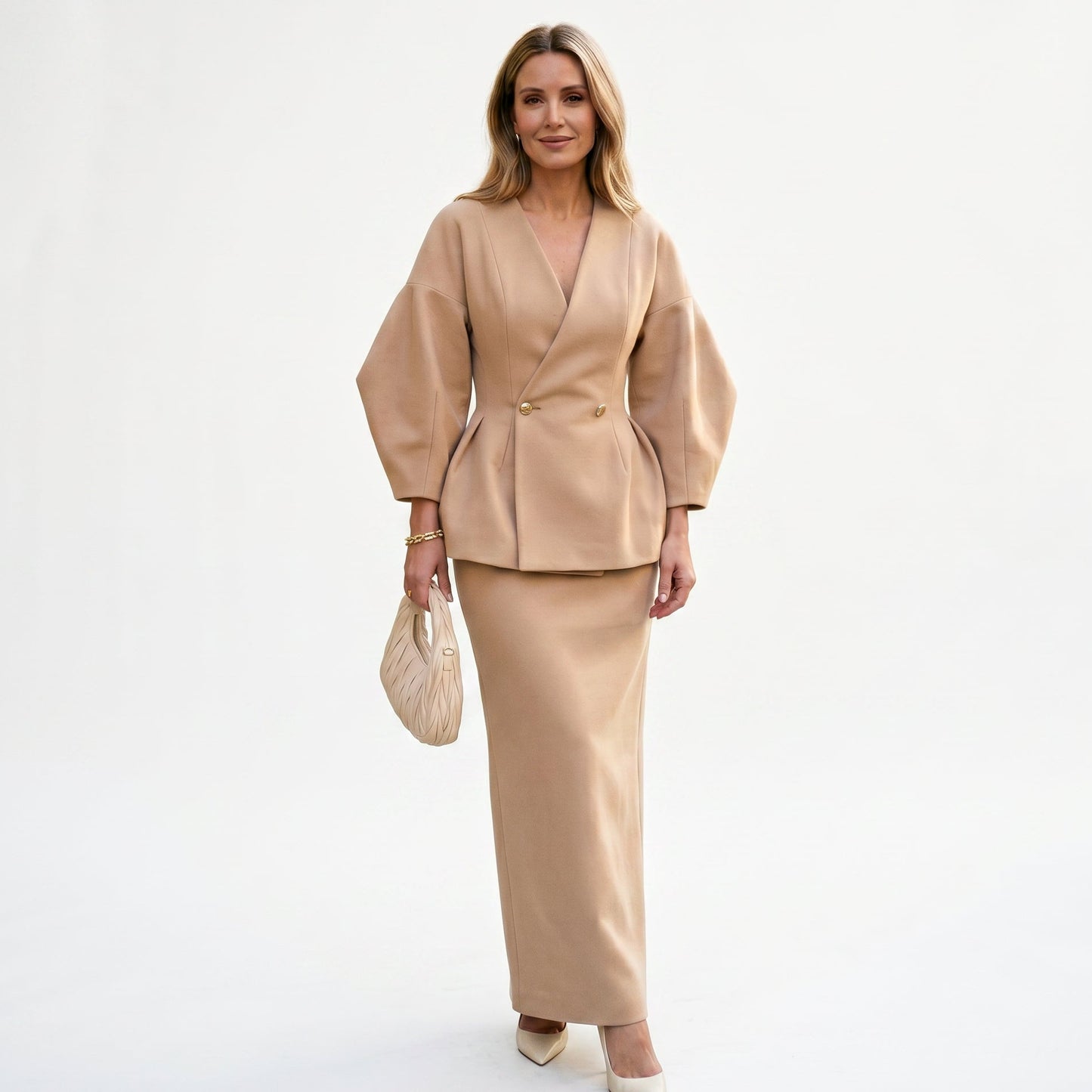 Mia | Elegant Vintage Two-Piece Women's Suit with Puffed Sleeves DONE 06-10-2026
