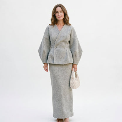 Mia | Elegant Vintage Two-Piece Women's Suit with Puffed Sleeves DONE 06-10-2026
