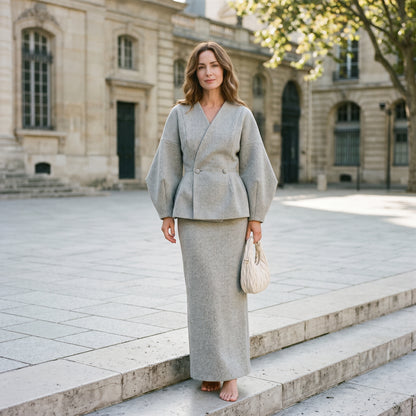 Mia | Elegant Vintage Two-Piece Women's Suit with Puffed Sleeves DONE 06-10-2026