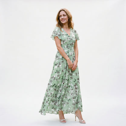 Mia | Romantic Peach Floral Summer Maxi Dress for Wedding Guests DONE 06-05-2026