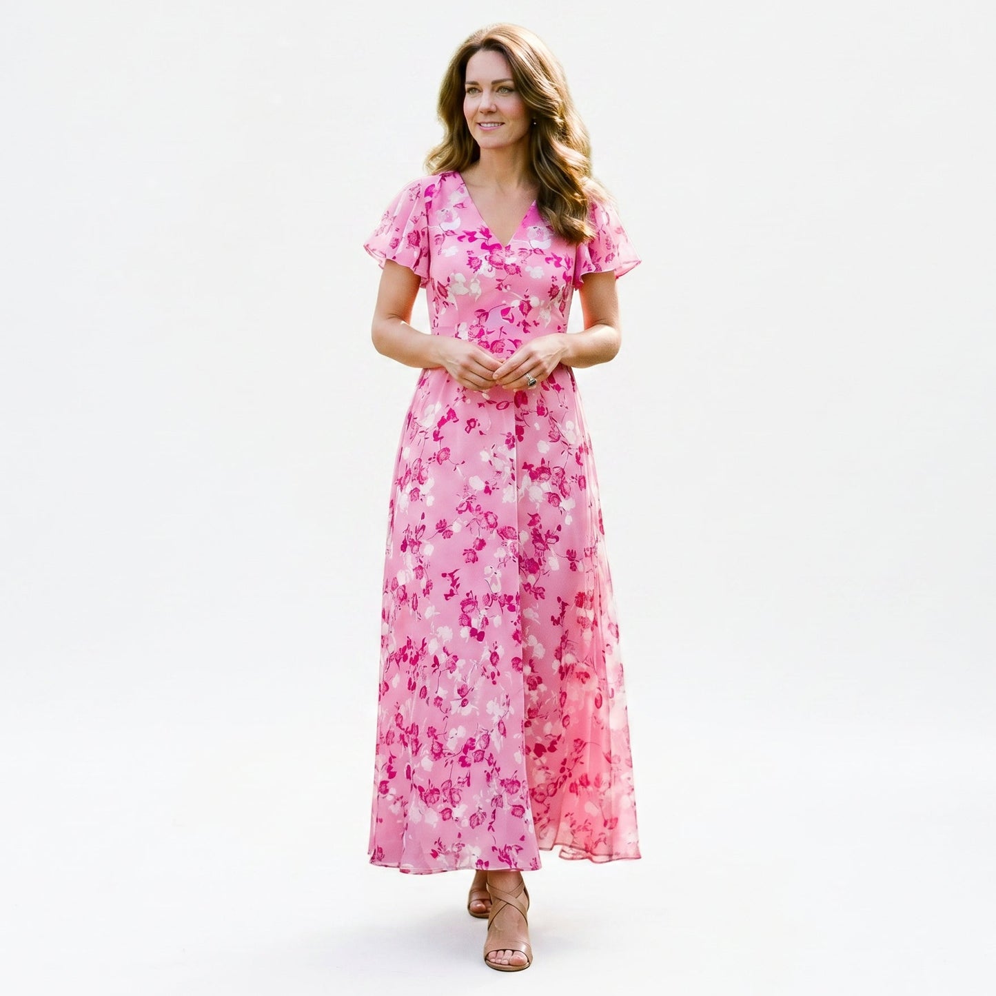 Mia | Romantic Peach Floral Summer Maxi Dress for Wedding Guests DONE 06-05-2026