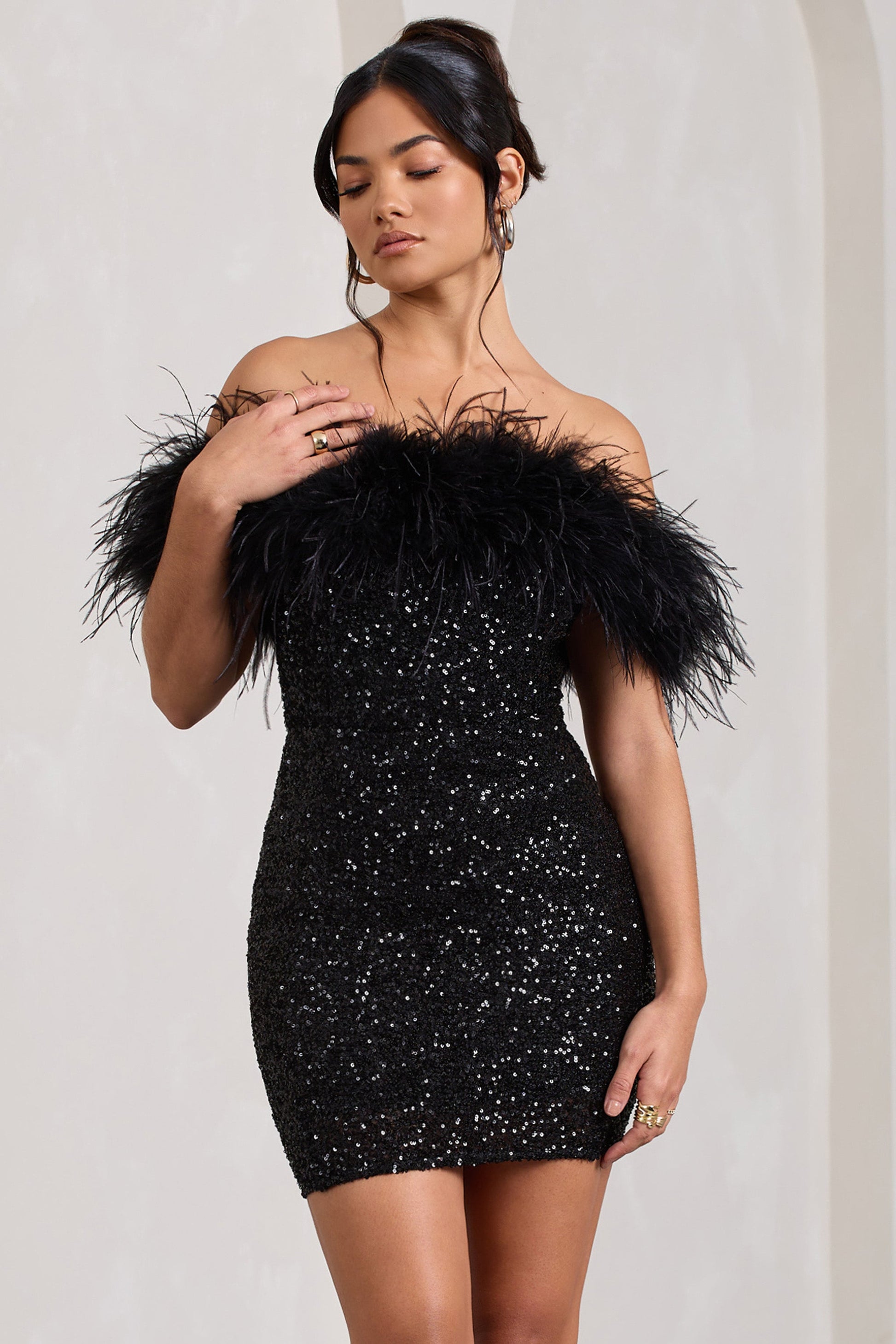 Mia | Elegant Black Glitter Mini Dress for Women 0