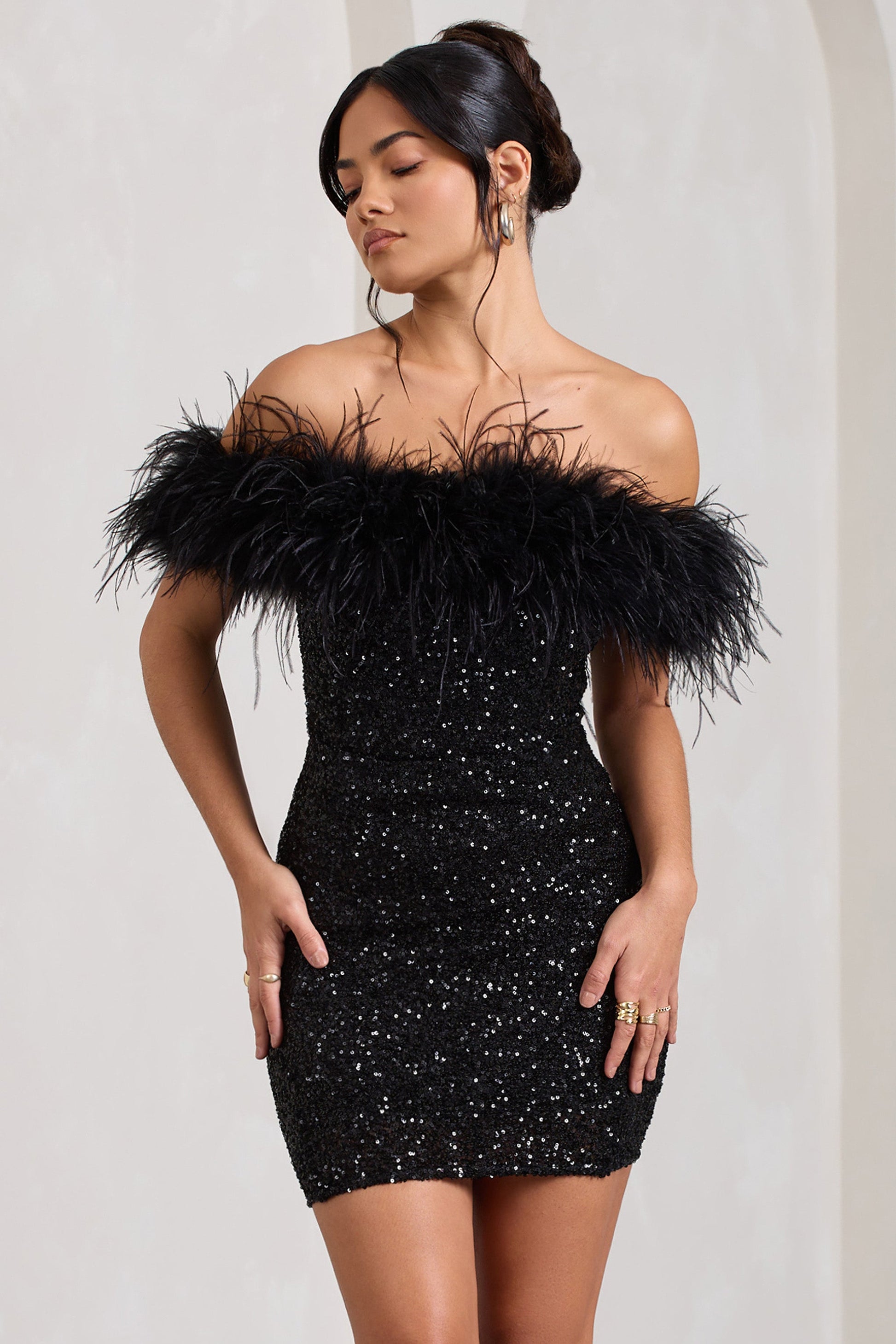 Mia | Elegant Black Glitter Mini Dress for Women 1