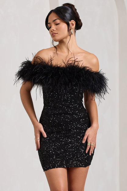 Mia | Elegant Black Glitter Mini Dress for Women 1