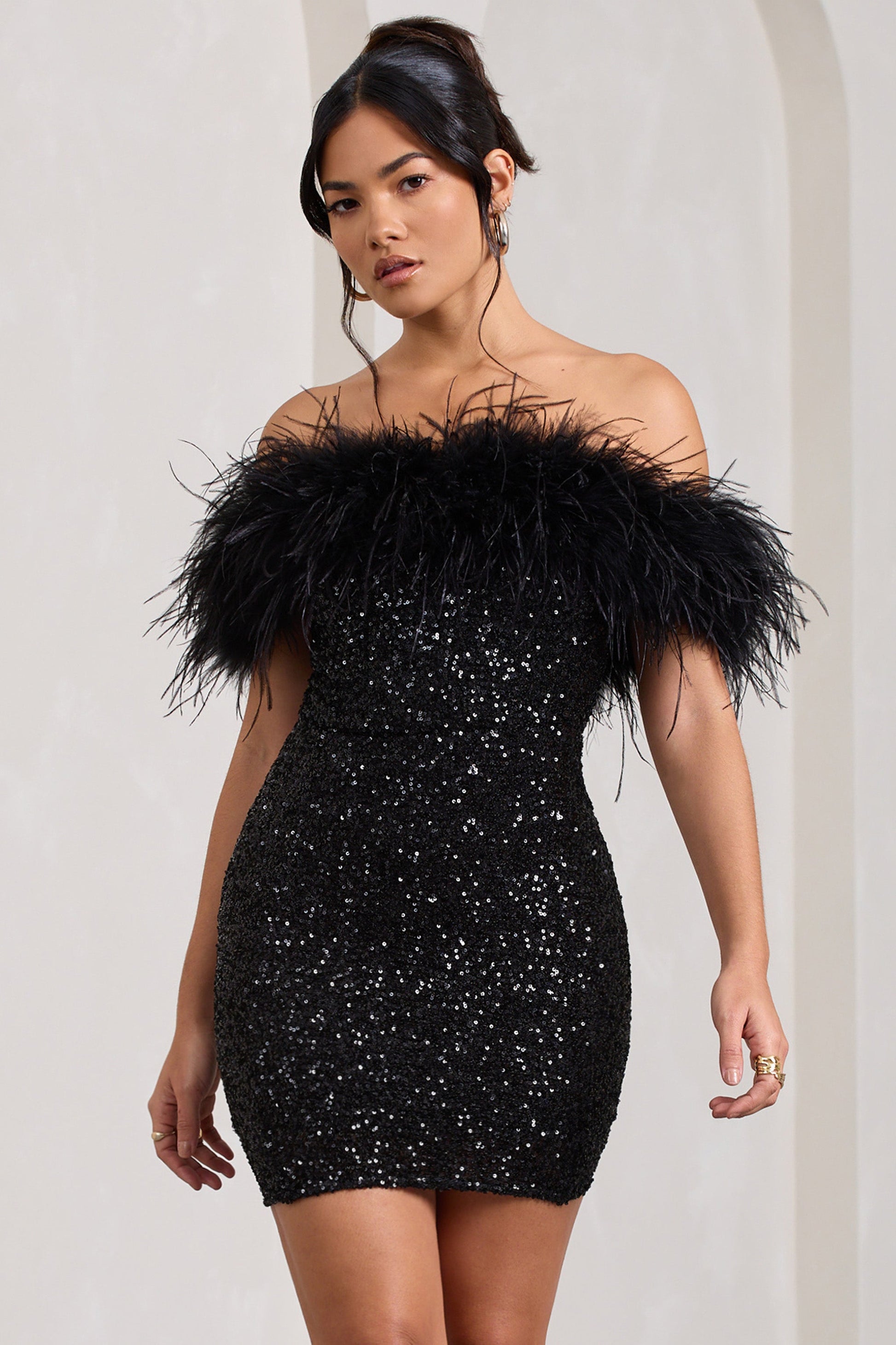 Mia | Elegant Black Glitter Mini Dress for Women 2