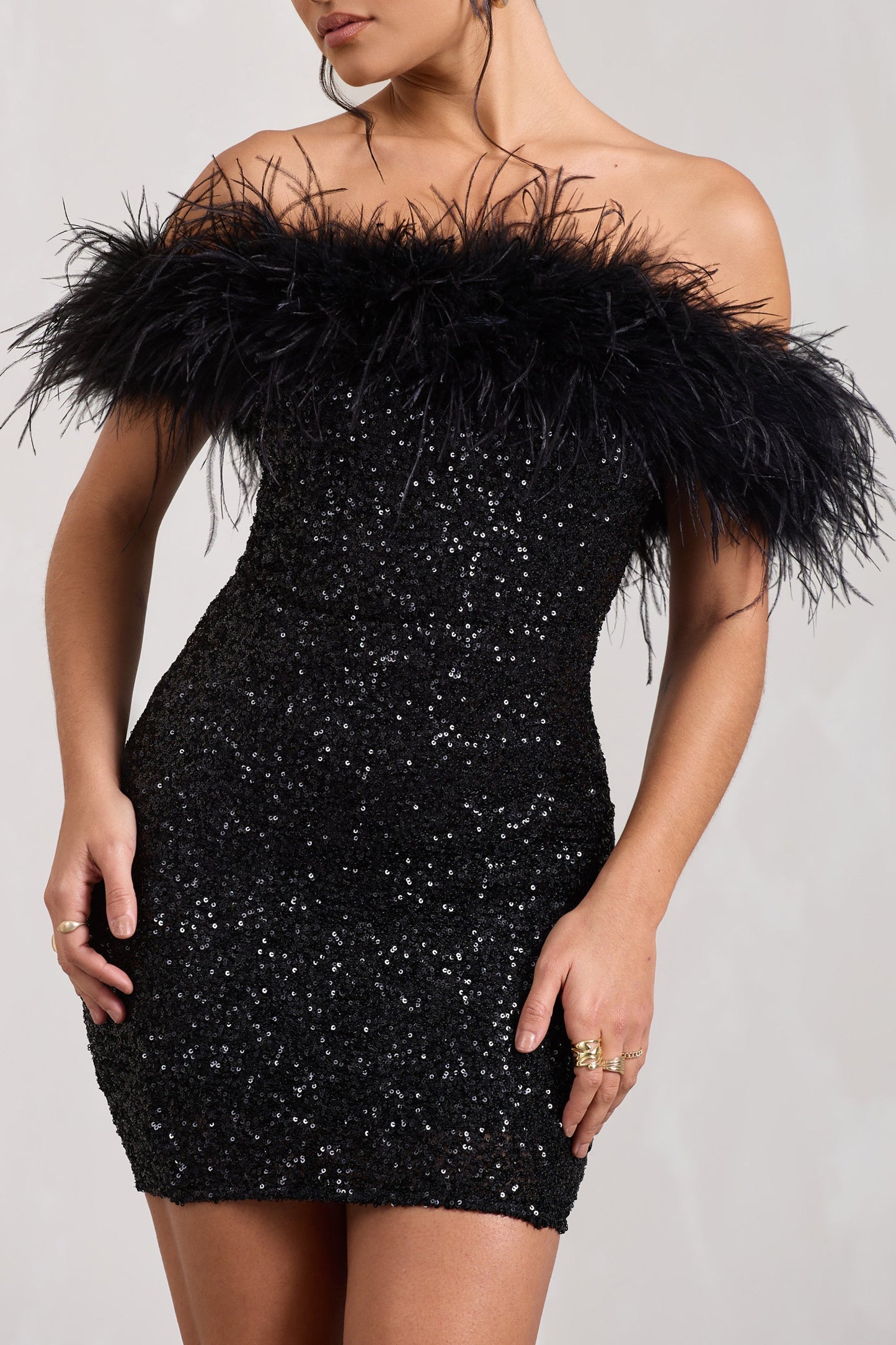 Mia | Elegant Black Glitter Mini Dress for Women 4