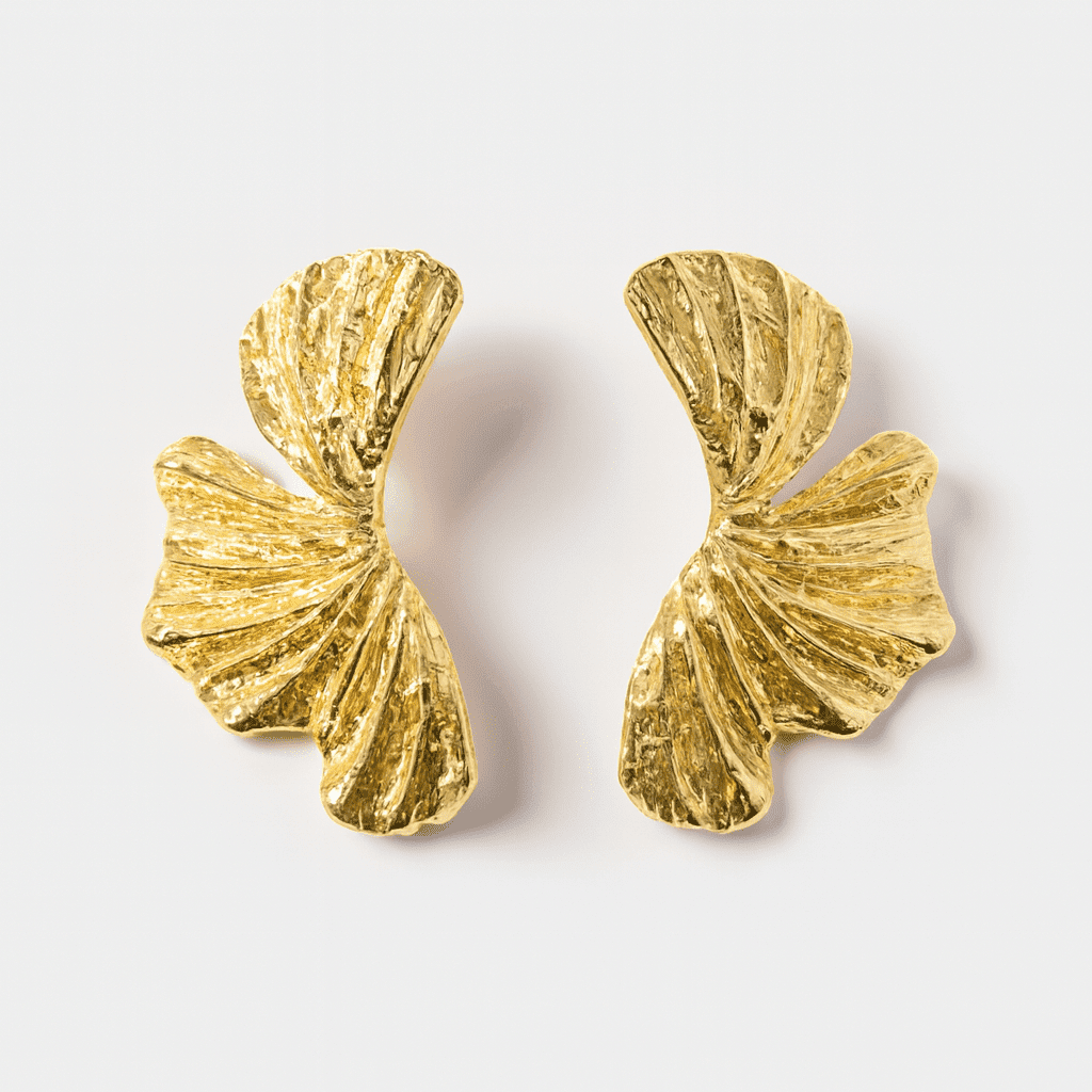 Minimalist Ginkgo Earrings in Gold Tone