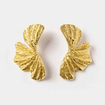 Minimalist Ginkgo Earrings in Gold Tone