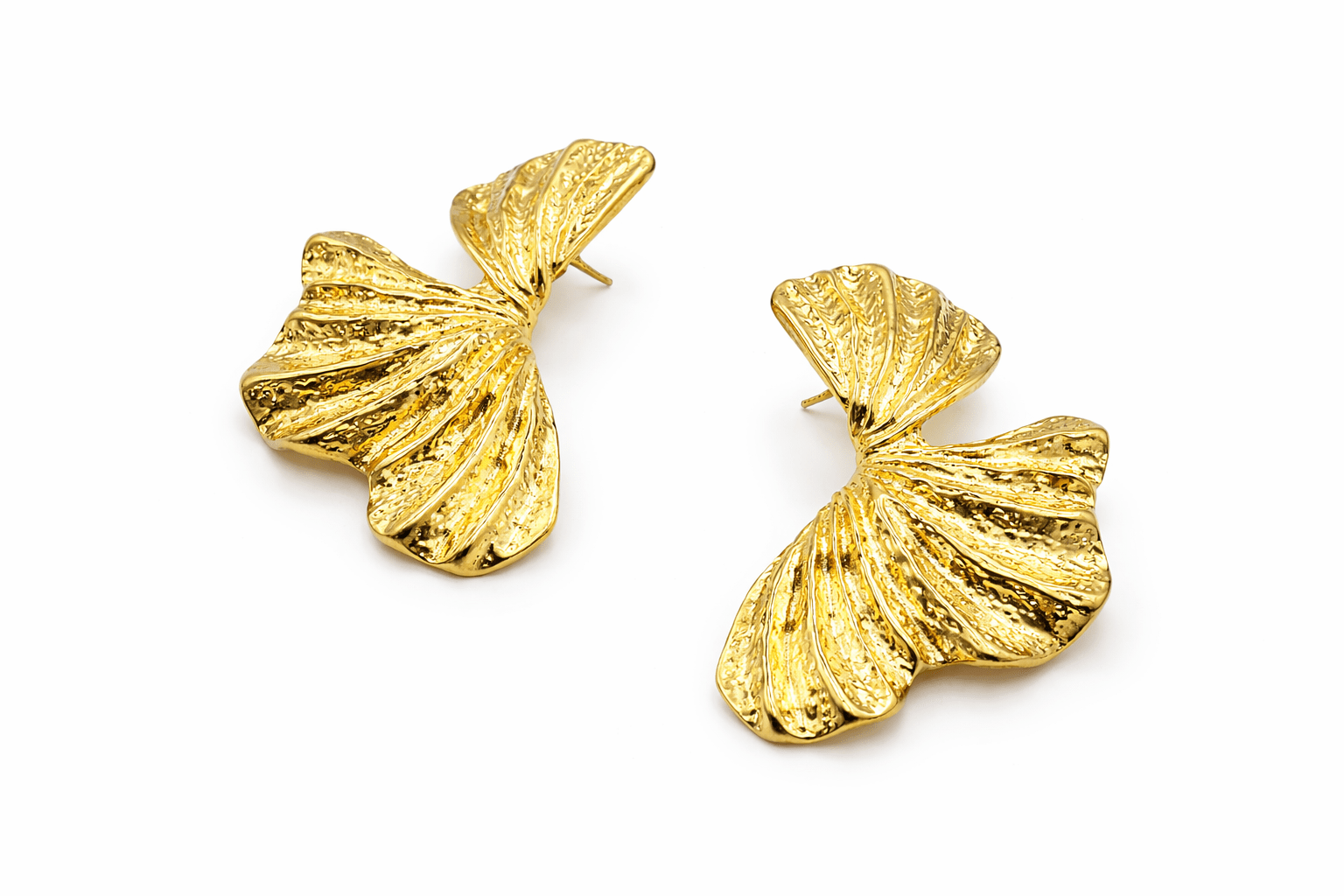 Minimalist Ginkgo Earrings in Gold Tone