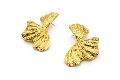 Minimalist Ginkgo Earrings in Gold Tone