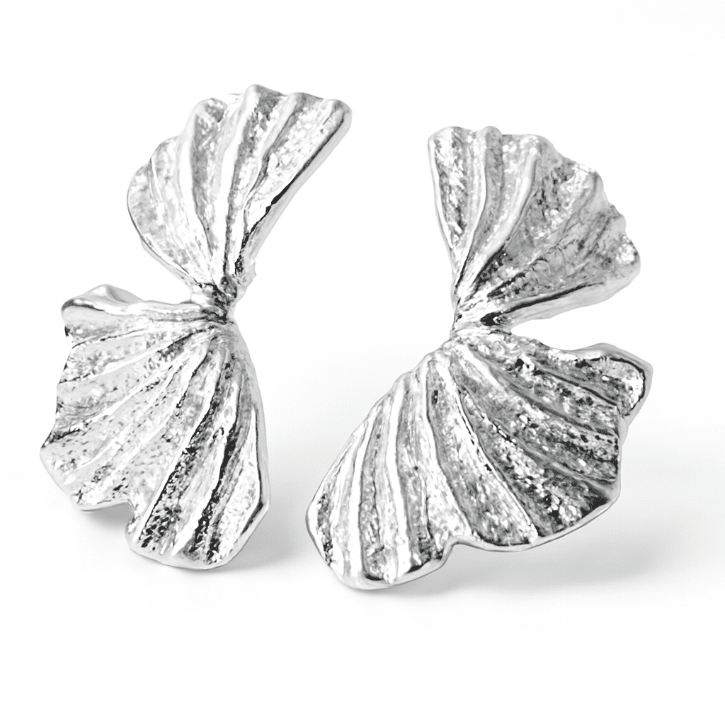 Minimalist Ginkgo Earrings in Gold Tone