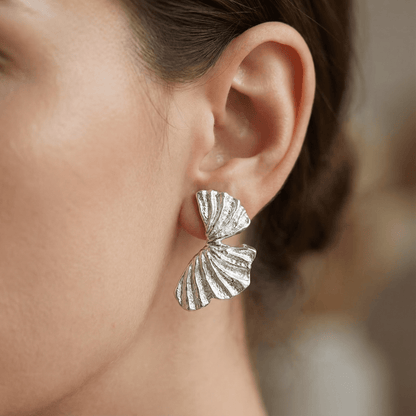Minimalist Ginkgo Earrings in Gold Tone
