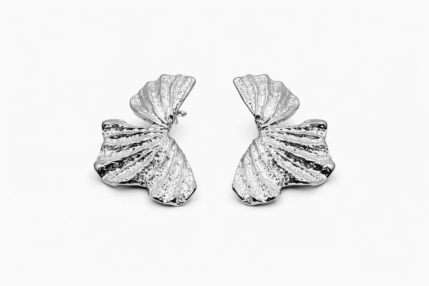 Minimalist Ginkgo Earrings in Gold Tone