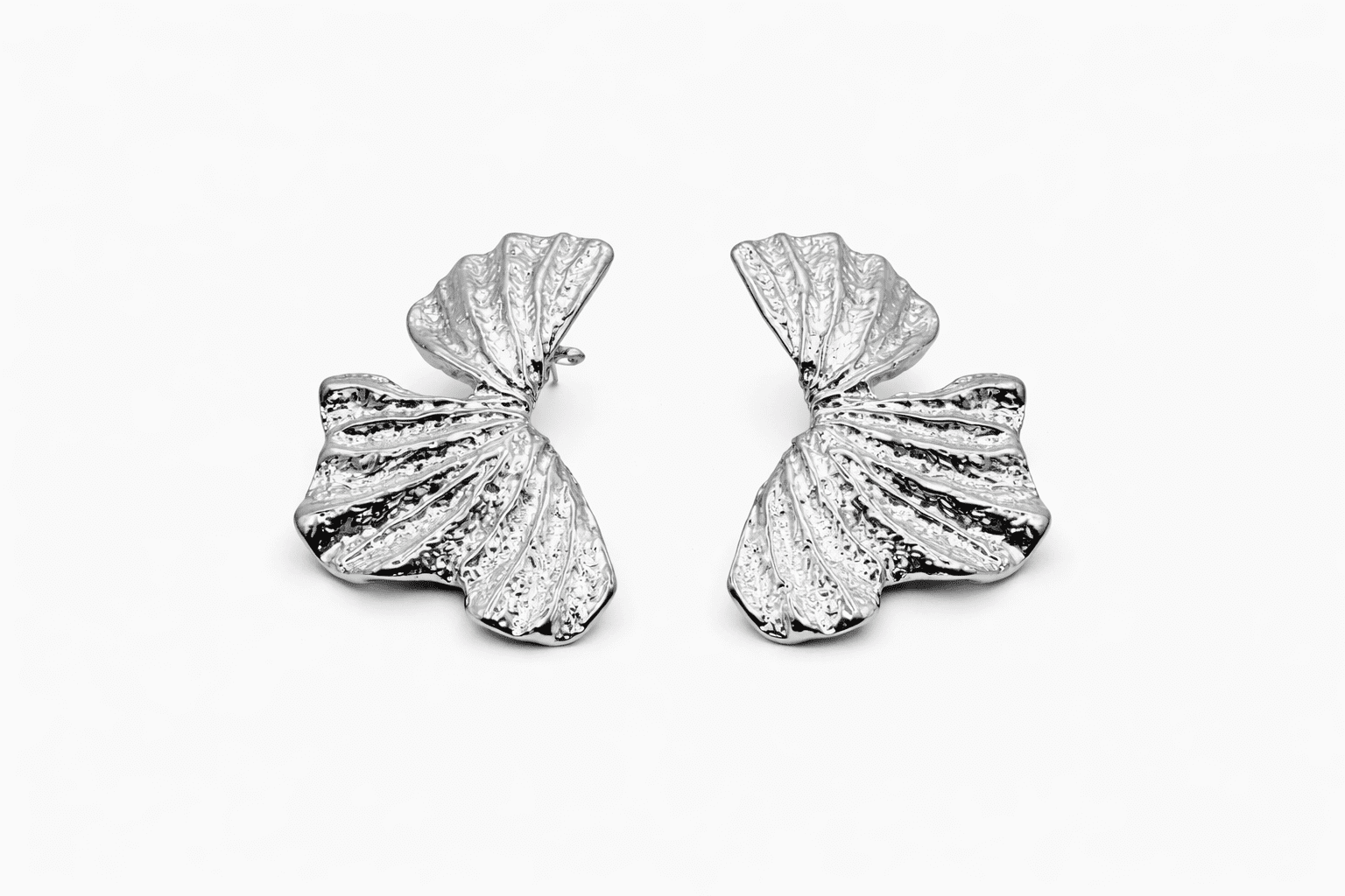 Minimalist Ginkgo Earrings in Gold Tone