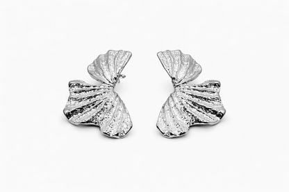 Minimalist Ginkgo Earrings in Gold Tone