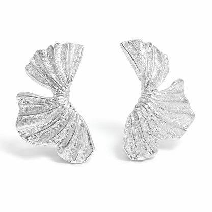 Minimalist Ginkgo Earrings in Gold Tone