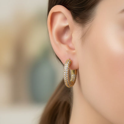 Minimalist Glamour Hoop Earrings with White Zircon