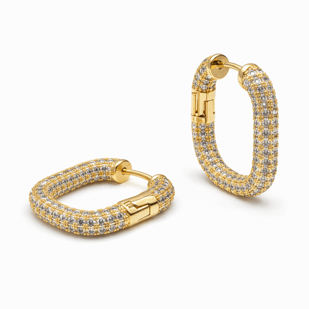 Minimalist Glamour Hoop Earrings with White Zircon