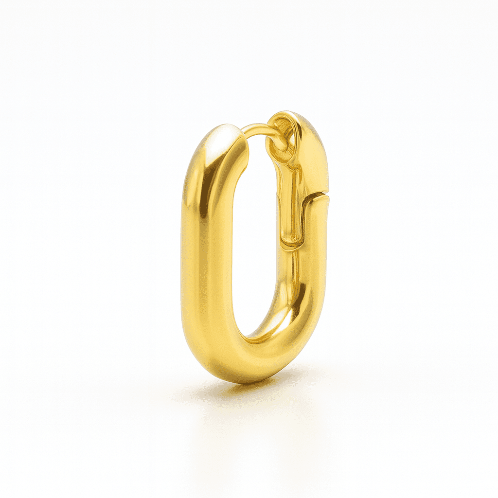 Minimalist Oval Hoop Earrings in 18K Gold Tone