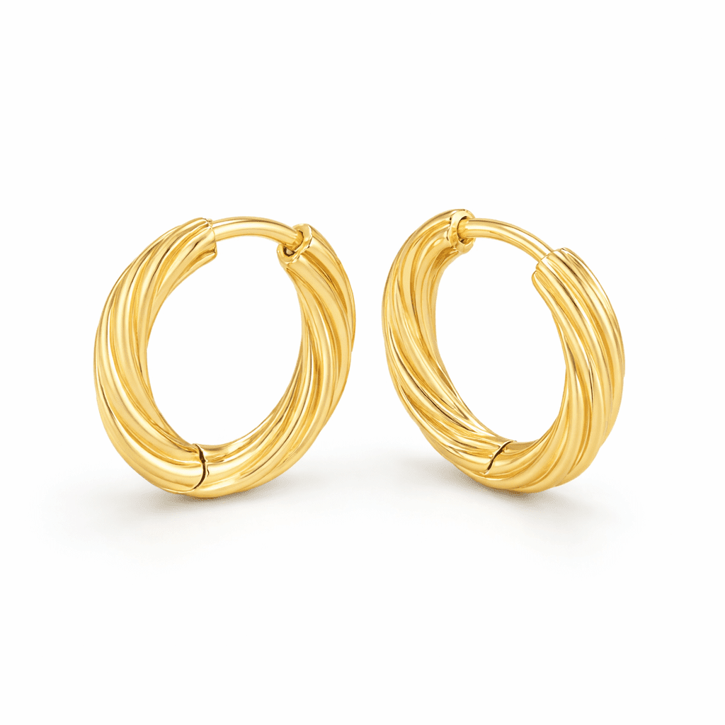 Minimalist Twisted Hoop Earrings in 18k Gold Tone