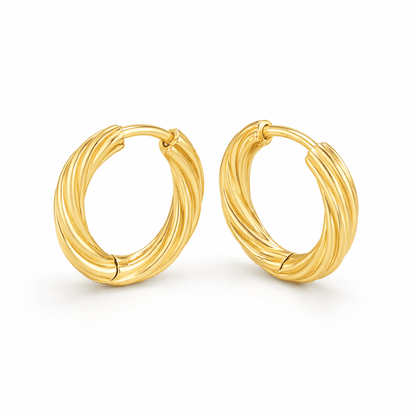 Minimalist Twisted Hoop Earrings in 18k Gold Tone