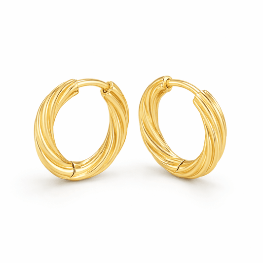 Minimalist Twisted Hoop Earrings in 18k Gold Tone