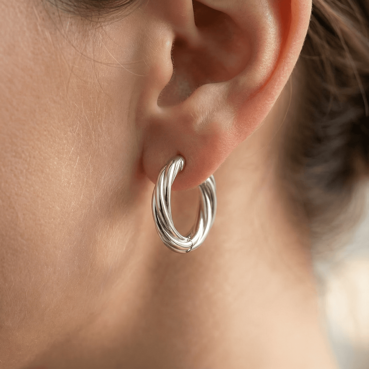 Minimalist Twisted Hoop Earrings in 18k Gold Tone