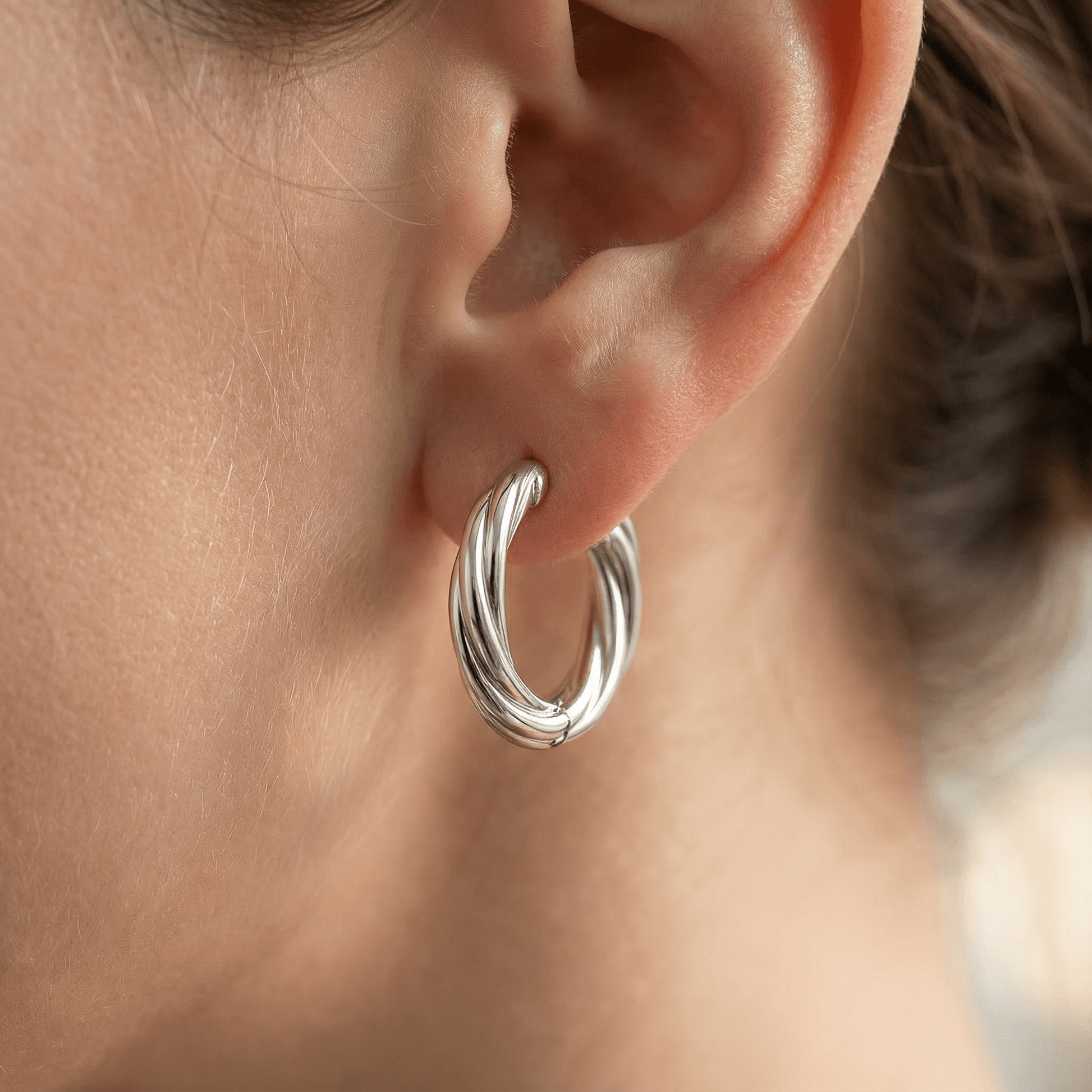 Minimalist Twisted Hoop Earrings in 18k Gold Tone
