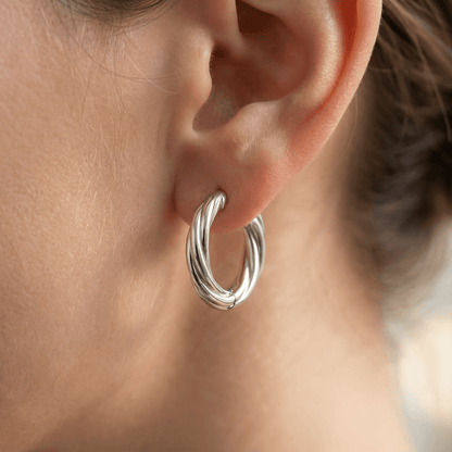 Minimalist Twisted Hoop Earrings in 18k Gold Tone