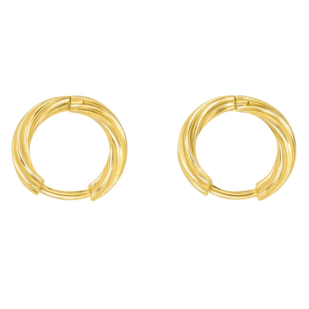 Minimalist Twisted Hoop Earrings in 18k Gold Tone