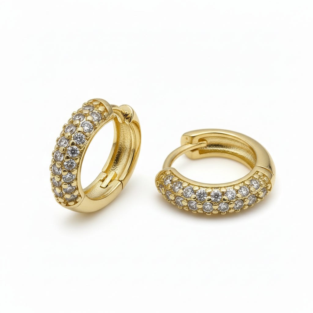 Modern Gold Hoop Earrings with Zircons