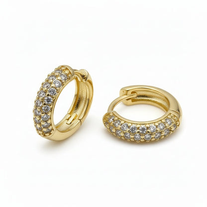 Modern Gold Hoop Earrings with Zircons