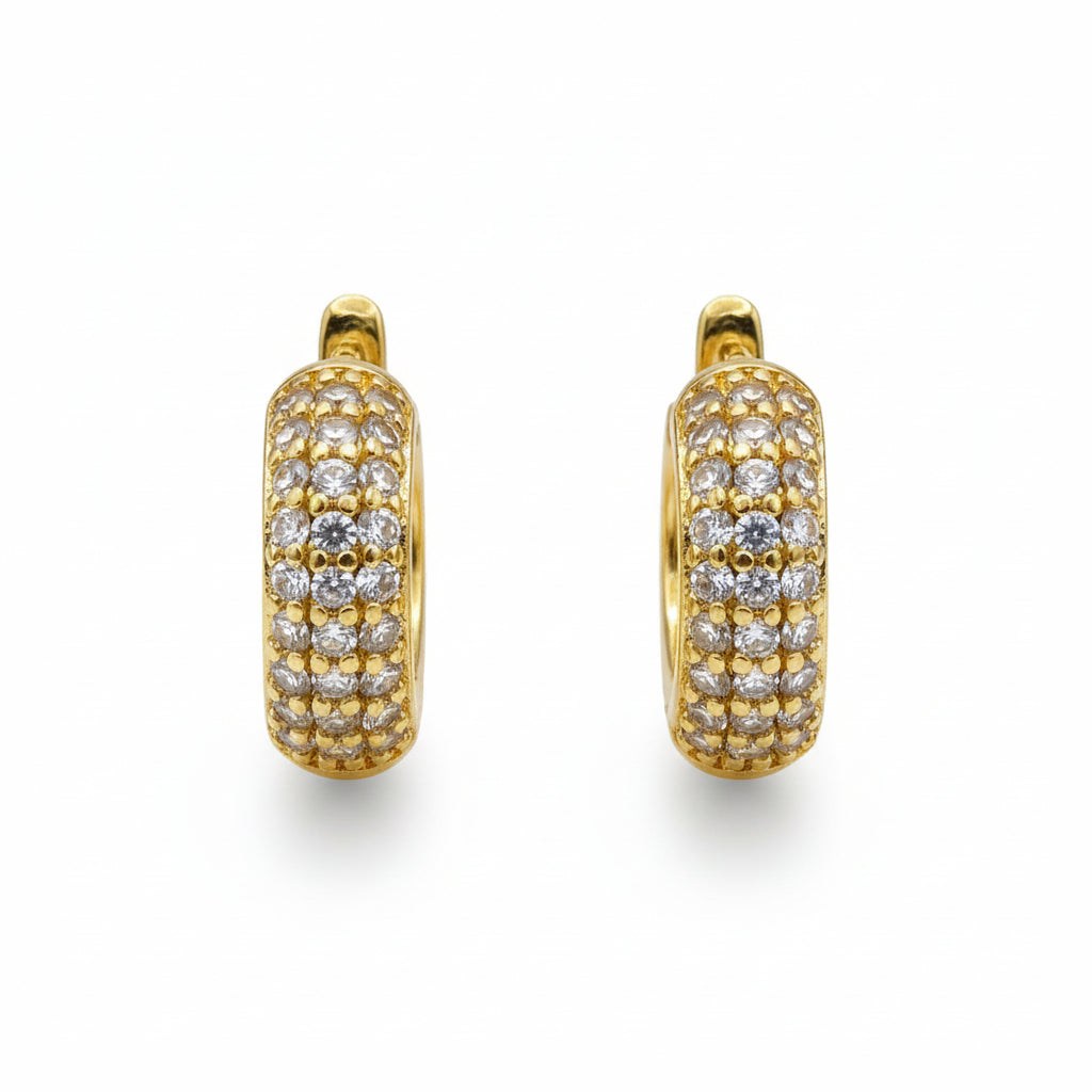 Modern Gold Hoop Earrings with Zircons