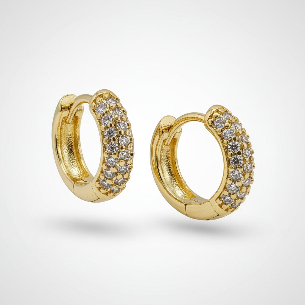 Modern Gold Hoop Earrings with Zircons