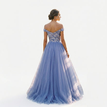 Natalia - Elegant Floral Off the Shoulder Formal Dress DONE 06-11-2026