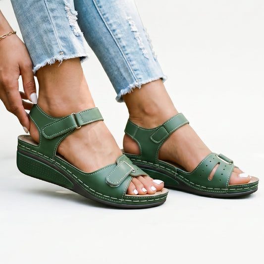 Nina - Elegant Black Wedge Sandals for Women DONE