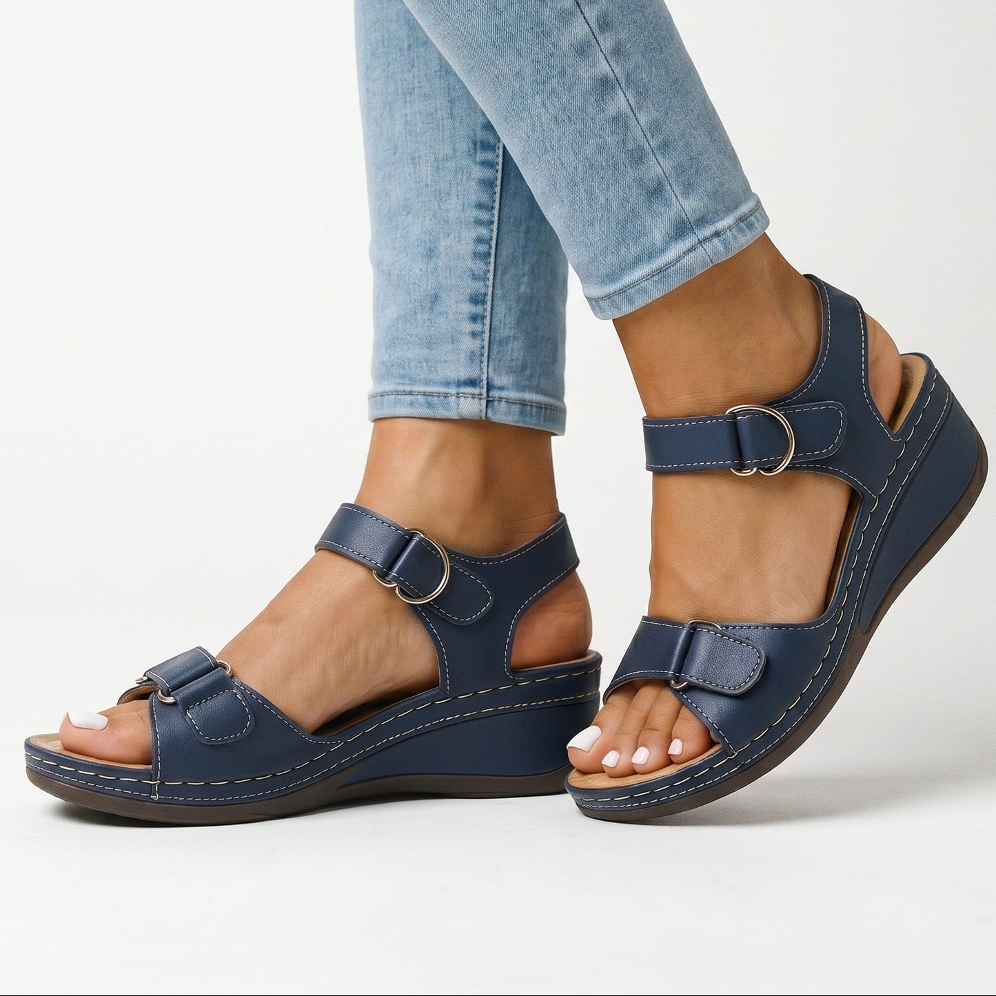 Nina - Elegant Black Wedge Sandals for Women DONE