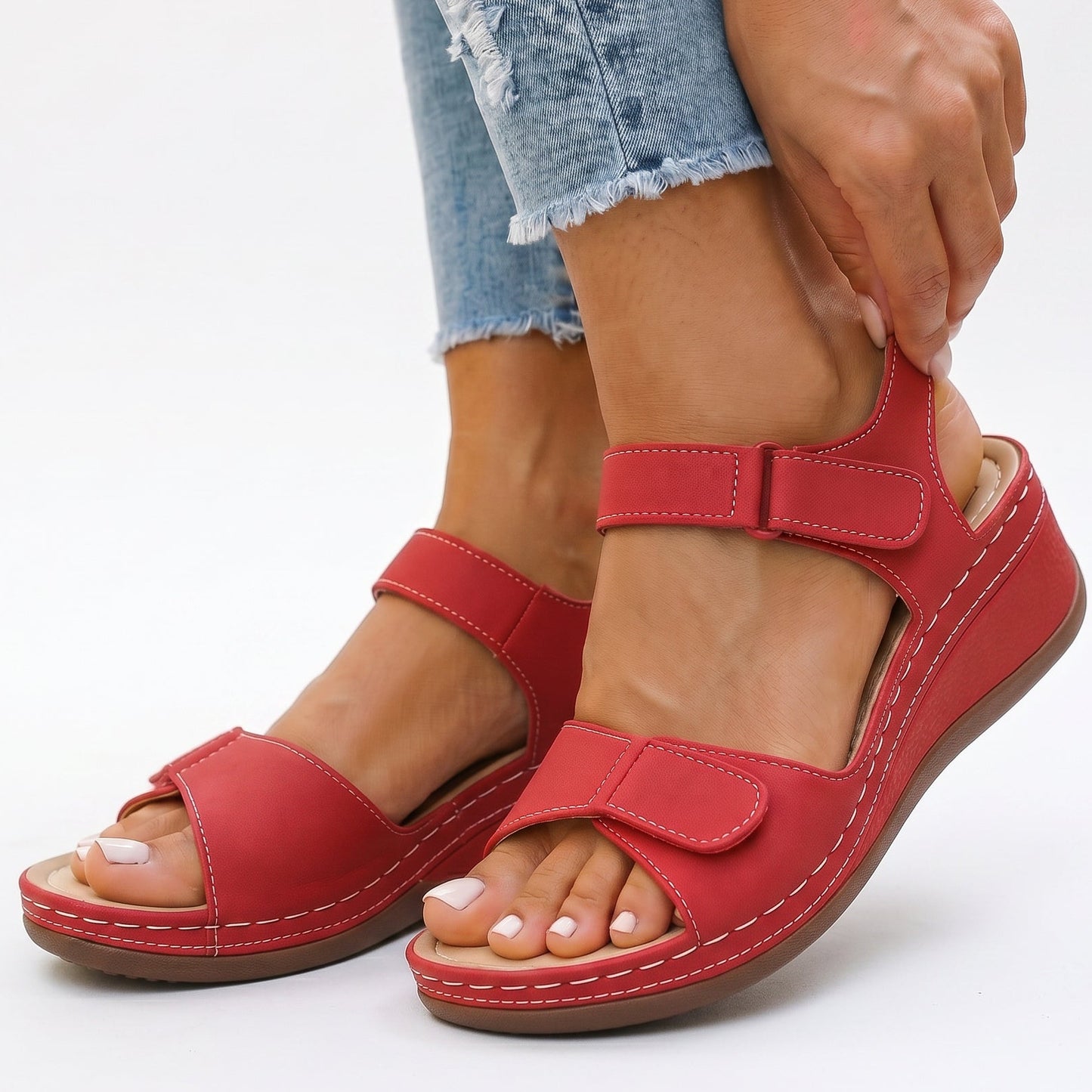Nina - Elegant Black Wedge Sandals for Women DONE