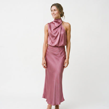 Olivia | Elegant Draped Summer Midi Dress for Weddings DONE 05-27-2026