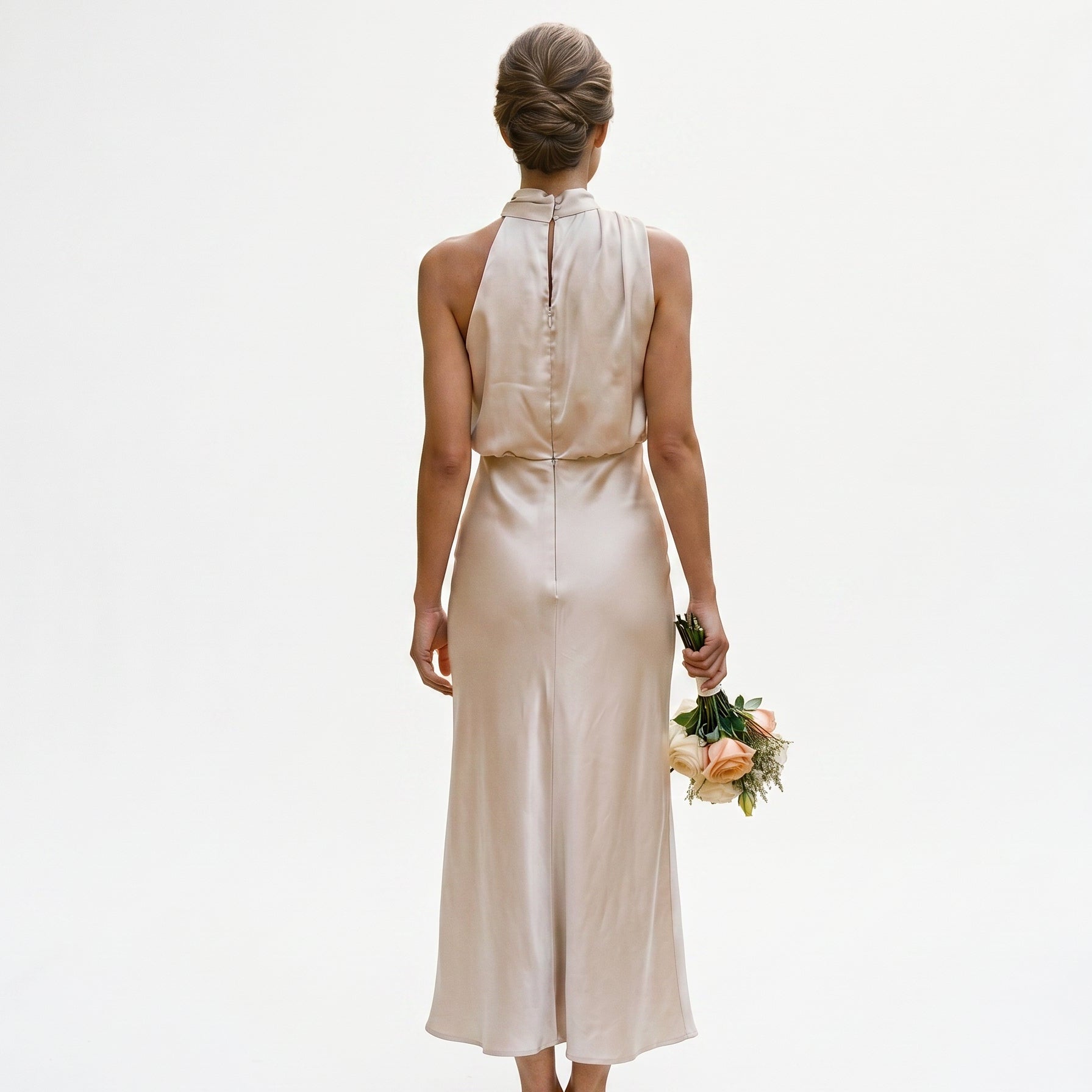 Olivia | Elegant Draped Summer Midi Dress for Weddings DONE 05-27-2026