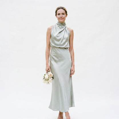 Olivia | Elegant Draped Summer Midi Dress for Weddings DONE 05-27-2026