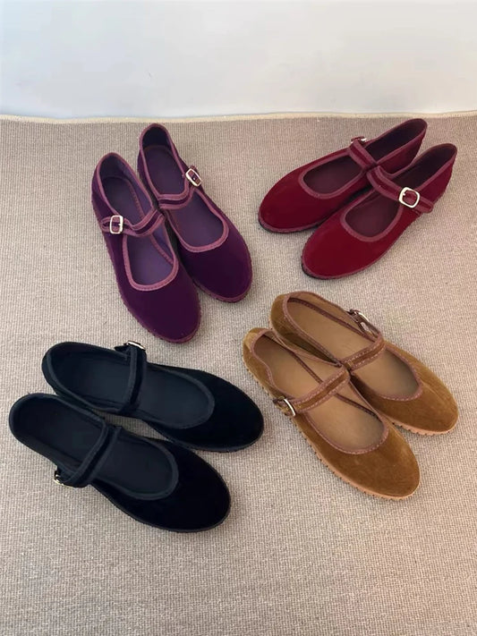 Olivia | Stylish Casual Velvet Ballet Flats 0