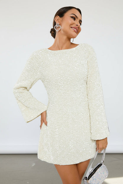 Olivia | Stylish Long Sleeve Black Mini Dress 0