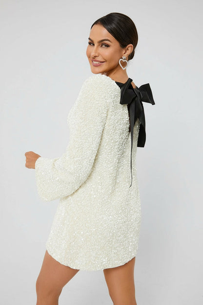 Olivia | Stylish Long Sleeve Black Mini Dress 2
