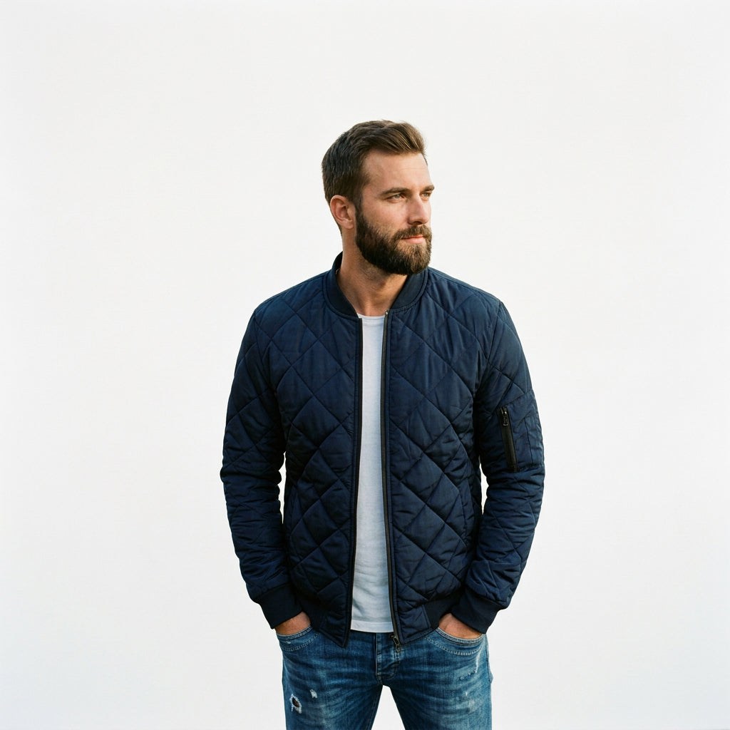 Quilted Casual Men's Bomber Jacket