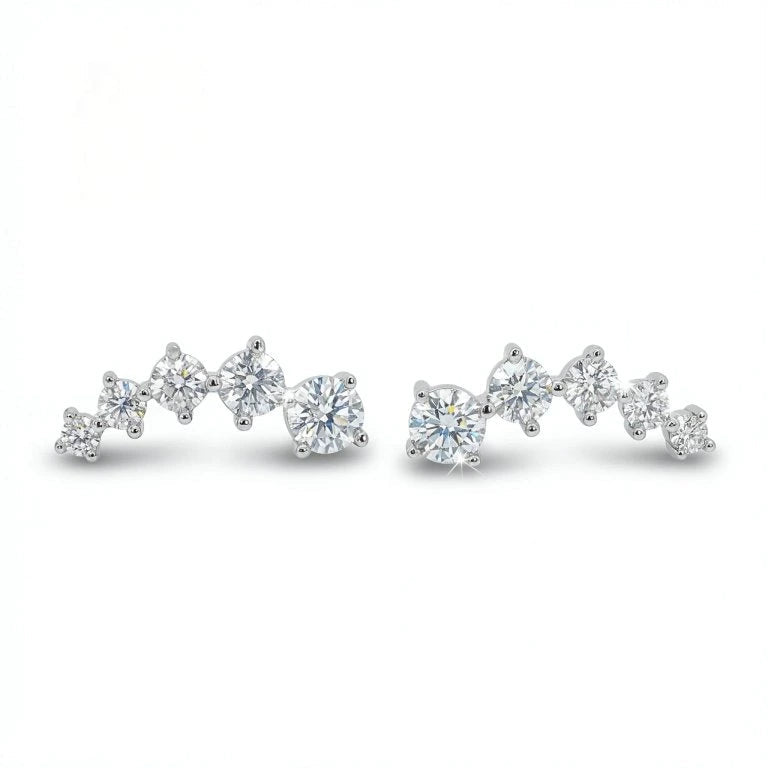 Radiant Arc Moissanite Earrings Silver 925 - MOISSANITE stone