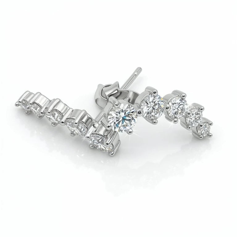 Radiant Arc Moissanite Earrings Silver 925 - MOISSANITE stone